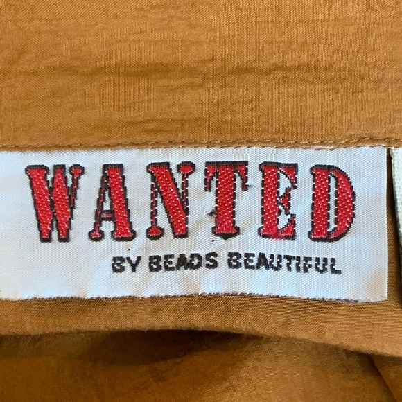 WANTED BY BEADS SILK COWGIRL BUTTON DOWN COOPER RHINESTONE  BLOUSE WOMEN S/M - Picture 7 of 9